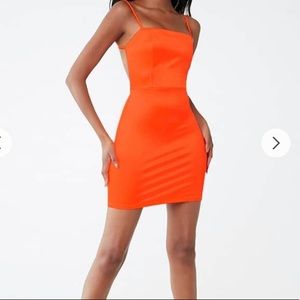 Bodycon Satin Orange Dress Size Medium